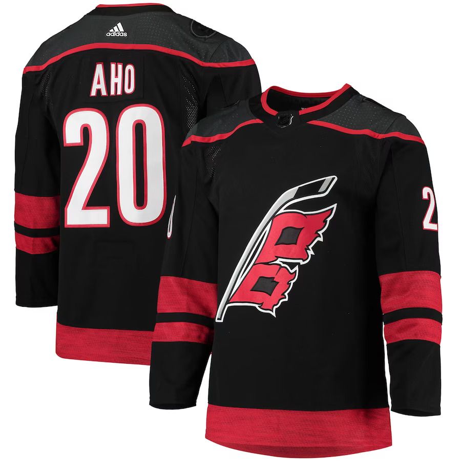 Men Carolina Hurricanes #20 Sebastian Aho adidas Black Alternate Primegreen Authentic Pro Player NHL Jersey